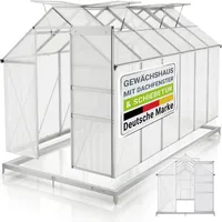 Juskys Gewächshaus Aluminium Silber HKP 4 mm 7,2 m2