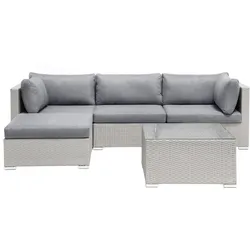 Lounge Set SANO PE Rattan Hellgrau Rechtsseitig