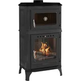 Heathus Gussofen Guß»Castor 81« mit Backofen, 7 kW, Zeitbrand, Eleganter Gußofen mit emailiertem Backfach schwarz