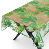 ANRO Tischdecke transparent Folie durchsichtige Wachstuchtischdecke Tischschutz Schutzfolie Tischfolie Bedruckt Motiv 0,15mm Exotik 280 x 140cm mit Saum Rund Oval Eckig