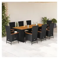 vidaXL Gartengarnitur 9-tlg. Schwarz