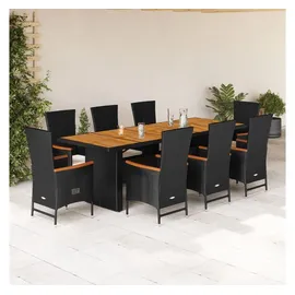 vidaXL Gartengarnitur 9-tlg. Schwarz