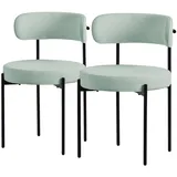 ML-Design Esszimmerstühle 2Er Set aus Teddystoff Grün mit Rückenlehne