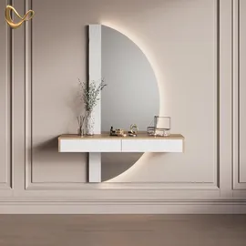 livinity Schminktisch Ascona, Weiß, 120 cm mit LED Beleuchtung