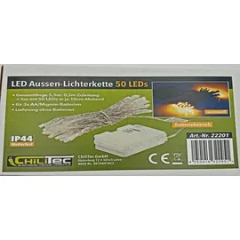 ChiliTec LED Lichterkette 5Meter 50 LEDs, IP44 für Innen und Aussen Verschiedene Modi Warmweiß