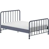 Vipack Metallbett VIPACK "Bronxx, standfest gebaut, gradlinige Optik in zeitlosem Design", blau (blau matt, blau matt, blau matt), B:146,5cm H:110cm L:207cm, Betten, inkl. Lattenrost, Mittelsteg und Fußstütze unter der Liegefläche