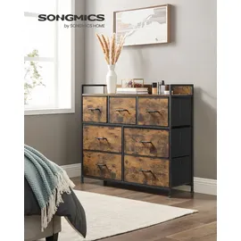 Songmics Kommode 98 x 85 x 28,5 cm Braun/Schwarz