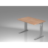 HAMMERBACHER US12 höhenverstellbarer Schreibtisch nussbaum rechteckig, C-Fuß-Gestell silber 120,0 x 80,0 cm