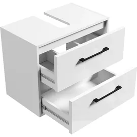 Badplaats Waschbeckenunterschrank Florence 60 x 35 cm Weiß Hochglanz - Hängender Badezimmerschrank mit 2 Schubladen - Weiß