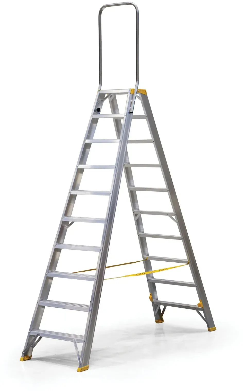 Podestleiter beidseitig aus Aluminium ALVE FORTE mit Handgriff, 2x10 Stufen, Höhe 2,12 m