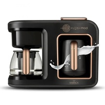 KARACA Hatır Plus Mod 5 in 1, 750 ml Tee/Filterkaffee & Türkische Kaffeemaschine Black Copper, für Kaffee, Tee, Milcherhitzung, Milchgetränk und türkischer Kaffee, 1385W, 5+5 Tassen