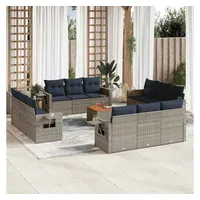 vidaXL Gartensofa-Set 13-tlg. grau Polyrattan