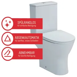 Duschmeister Paros Stand-WC mit WC-Sitz Weiß spülrandlos