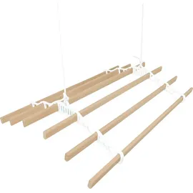 MonsterShop 0.9m Weißfarbener 6-Latten-Wäscheständer mit Deckenrollen