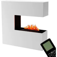GLOW FIRE Wasserdampf Kamin Schiller (Standkamin) - Elektrokamin mit realistischen LED 3D-Flammen, Knistereffekt & Fernbedienung, 120x120x37 cm - Opti-Myst 500 Elektro Kamin, Weiß