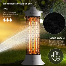 Kesser KESSER® Standheizstrahler Infrarotheizung, 1200W Heizstrahler Energieeffiziente Heizung Innenraum mit 360° Oszillation, Infrarotheizung Standgerät, Elektroheizung IP55, Terrassen-Heizstrahler
