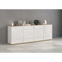 INOSIGN Sideboard INOSIGN "GARDA, Kommode, Schrank, untere Türen mit Push-to-Open, Made in Italy", weiß, B:200cm H:71,2cm T:35cm, FSC-zertifizierter Holzwerkstoff, Sideboards, Sideboard, Hochglanzlackierte Fronten, 4 Türen, 2 Schubladen, grifflos, B 200 cm