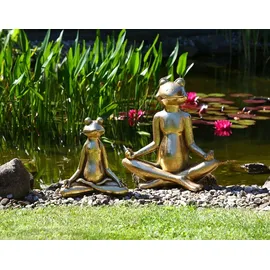 Gilde Casablanca Figur Yoga Frosch klein Dekoration goldfarben Outdoor-geeignet 34 cm