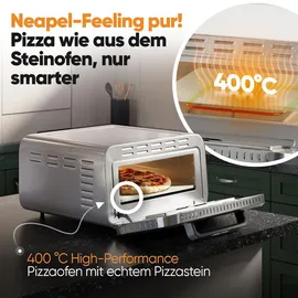 Proficook ProfiCook® Pizzaofen elektrisch | 400°C | echter Pizzastein | inkl. Pizzaheber | variable Zeit und Temperatureinstellung | Pizza Ofen Elektro | für Pizza in unter 5 min. | Pizzamaker | PC PO 1323