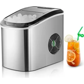 Goplus Eiswürfelmaschine mit 2,2L Wassertank, Elektrische Eiswürfelbereiter, Eismaschine inkl. Eiskorb & Eisschaufel, 12 kg/24 Stunden, 2 Eiswür... - Silber