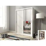 Schiebetürenschrank Kleiderschrank Schlafzimmer 130 cm weiß - 1 Spiegel - Weiß