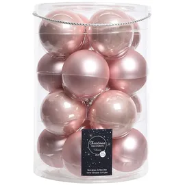 Christmas-Decorations Weihnachtskugeln Glas 8cm x 16 Stück Christbaumkugeln rosa