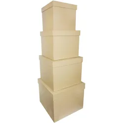 Décopatch Braunes Pappmaché, Sortierung mit 4 viereckigen Schachteln 16x14/25x20cm - Kartonbraun BTS910C