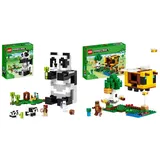 LEGO 21245 Minecraft Das Pandahaus Set, bewegliches Panda-Spielzeug-Haus mit Tier-Figuren und Skelett & 21241 Minecraft Das Bienenhäuschen