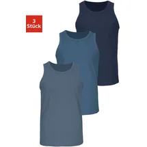 H.I.S. Tanktop "Unterhemd für Herren", Herren, Gr. 4/S, blau (dunkelblau, mittelblau, blau), Jersey, Obermaterial: 100% Baumwolle, unifarben, Basic, körpernah, Rundhals, Tops Tanktop, mit Rundhals aus Baumwolle, Topseller