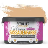 SEEBAUER diy Silikonharz-Fassadenfarbe Orange 5L für Außen (No. 526 Peanut Butter) Selbstreinigende Fassadenfarbe mit Lotuseffekt - Geeignet für Putz, Mauerwerk und Beton