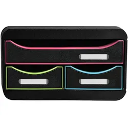 Exacompta 311914D 1x Exacompta, SMALL-BOX mit 3 Schubladen, Black Office - Regenbogen