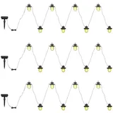 Nowa Solar Lichterkette Solarlampe LED Aussen Gartenlampe Flammeneffekt, Akku Erdspieß, schwarz, 24x LED Laterne warmweiß, DxL 8x200 cm