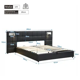lanki international gmbh Polsterbett 180 x 200 cm Schwarz