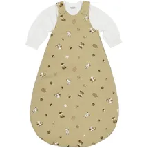Meyco Baby Schlafsack 2-teilig - Größe 74/80-2,5 TOG - Ganzjahresschlafsack - 100% Baumwolle - Oeko Tex zertifiziert - Rundum-Reißverschluss - hautfreundlich & atmungsaktiv - Forest Animal - Sand