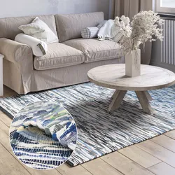 Teppich "Ameer", blau (grau, blau mix), B:160cm H:10mm L:230cm, Baumwolle, Polyester, MYFLAIR MÖBEL & ACCESSOIRES, Teppiche, Handweb Teppich, 90% Baumwolle, handgewebt, Scandi