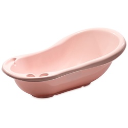 Lorelli Babybadewanne mit Ablagefächer, 84 cm lang, ergonomische Form ab Geburt rosa Wolke