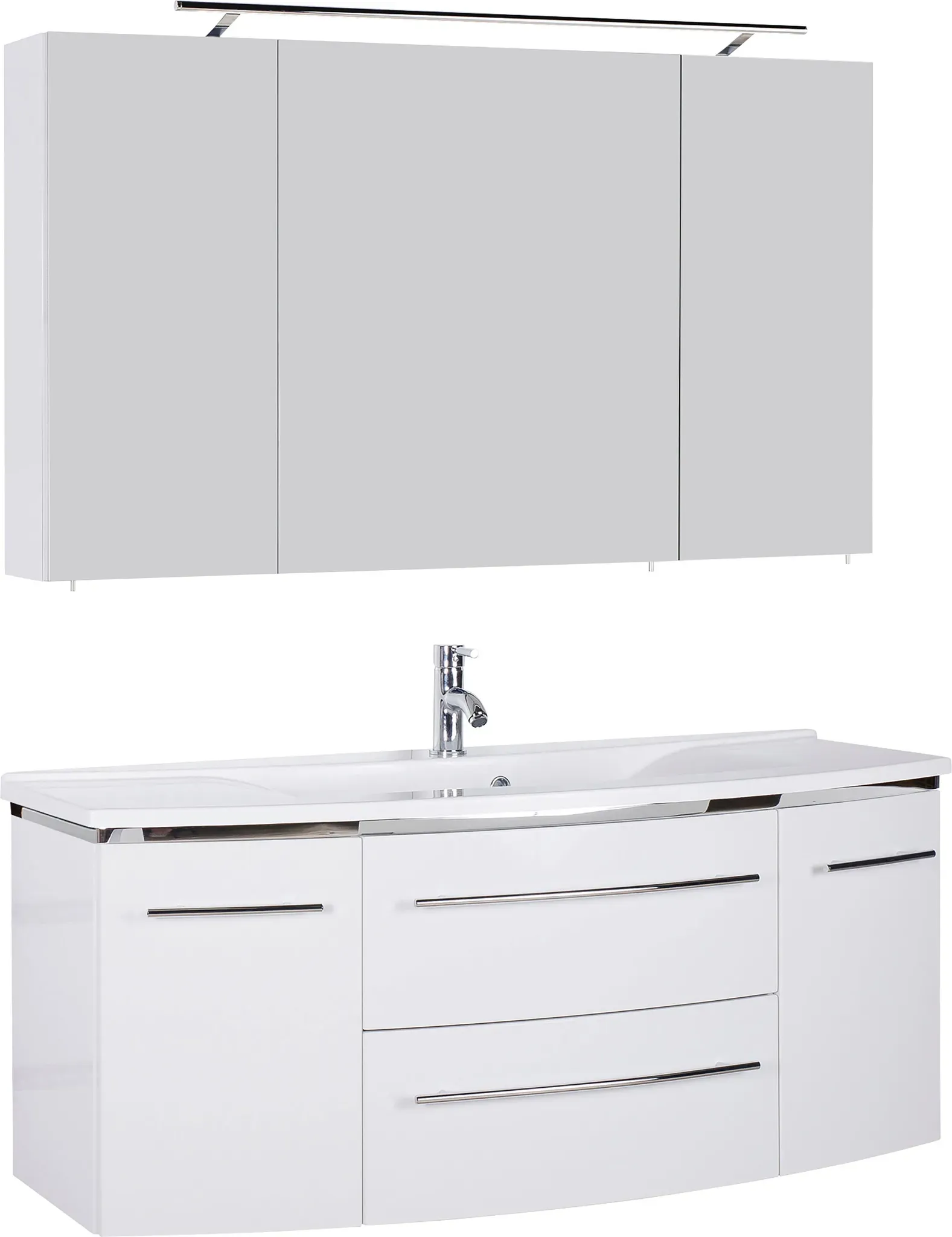 Badmöbel-Set MARLIN "3040", weiß (weiß glanz, weiß glanz), B:120cm, Kastenmöbel-Sets, Breite 120 cm
