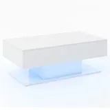 Costway Couchtisch mit Beleuchtung Weiß MDF 110 x 60 x 40 cm