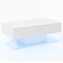 Costway Couchtisch mit Beleuchtung Weiß MDF 110 x 60 x 40 cm