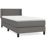 vidaXL Boxspringbett mit Matratze Grau 100x200 cm Kunstleder