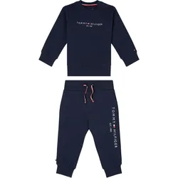 Shirt & Hose TOMMY HILFIGER "BABY ESSENTIAL CREWSUIT", Baby, Gr. 80, blau (dunkelblau), Sweatware, Obermaterial: 95% Baumwolle, 5% Elasthan, casual, KOB Set-Artikel