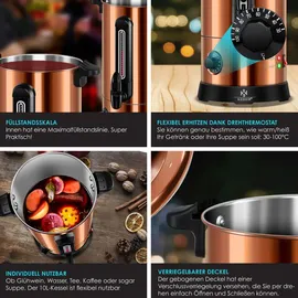 Kesser KESSER® Glühweinkessel 10L Edelstahl Inkl. 10x Becher Glühweinkocher mit Thermostat Glühweinautomat Heißgetränkeautomat Wasserkocher Heißwasserspender Einkochautomat Füllstandanzeige Zapfhahn