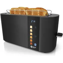 Balter 4 Scheiben Toaster Langschlitz LED-Anzeige Brötchenaufsatz Touchpanel Schwarz