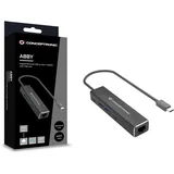 Conceptronic ABBY13B Gigabit Ethernet USB 3.2 Gen 1 Adapter mit USB-Hub, GbE, US
