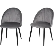 Homcom Esszimmerstühle 2er Set Küchenstuhl Wohnzimmerstuhl Bürostuhl mit Rückenlehne Samt Metall Grau 52 x 54 x 79 cm