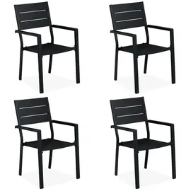 Relaxdays Gartenstuhl 4er Set 90 x 0 x 0 cm schwarz