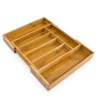 Relaxdays Besteckkasten Bambus 5 - 7 Fächer verstellbar Breite