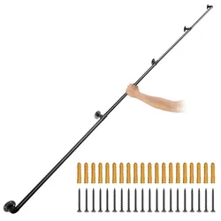 VEVOR 4x Retro Wasserrohr Handlauf 396cm Industrieller Geländer Schutzbügel Kohlenstoffstahl Matt 5x Wandhalterungen Handlauf Rustikal 1,5mm Rohrstärke 200kg Traglast für Handläufe im Außen-/Innen