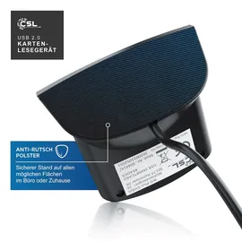 CSL USB Chipkartenleser - SmartCard Reader - Cardreader - smart Card Reader - unterstützt Smart Cards und SIM Cards, Sdcard, Micro Sd