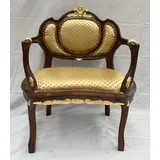 Casa Padrino Barock Salon Stuhl Gold Dunkelbraun Handgefertigter Antik Möbel